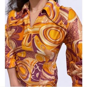 RARE VINTAGE Orange and Purple Mod Mini Dress